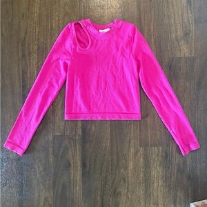 Ribbed Hot Pink Long Sleeve Top